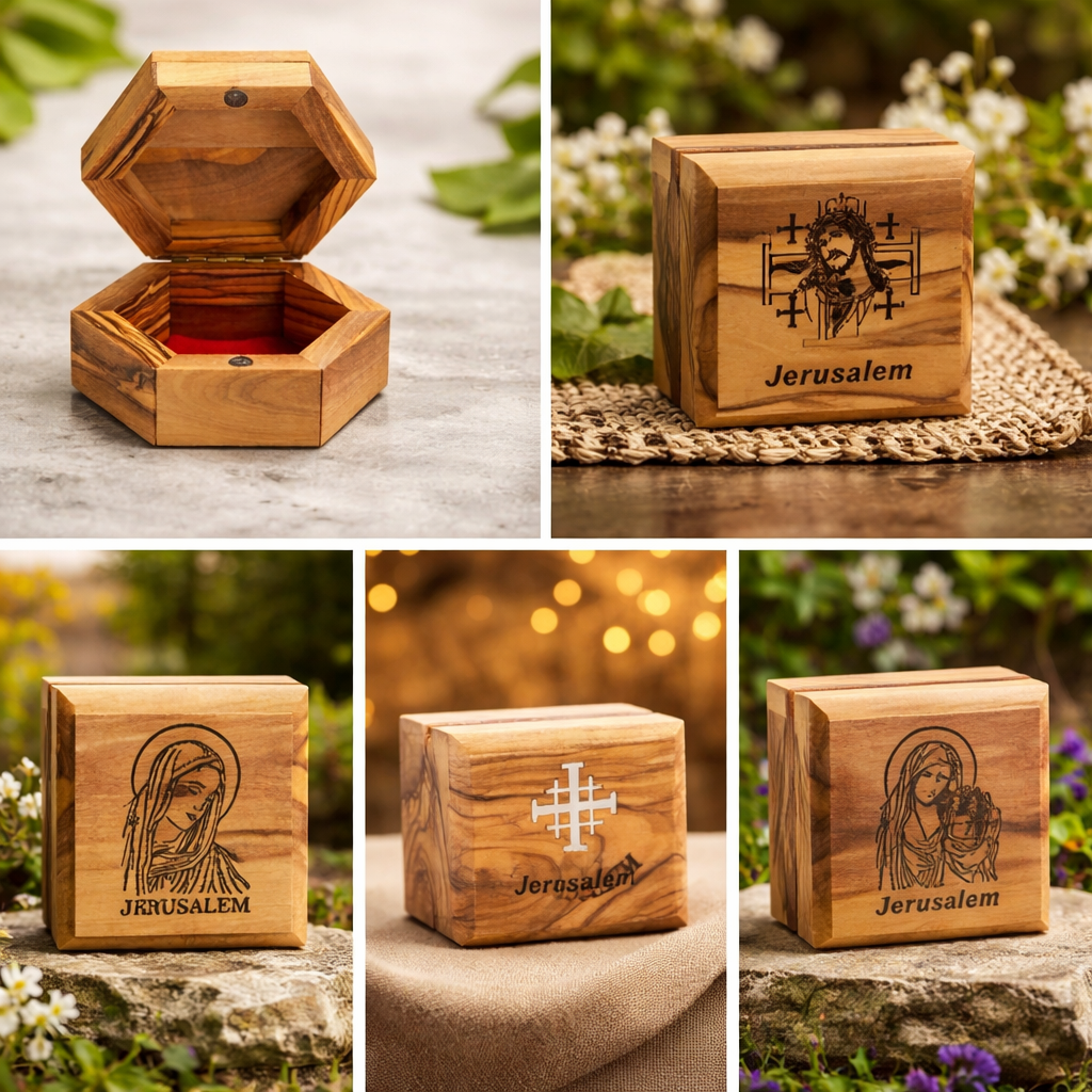 Olive Wood Rosary Box – Handcrafted Keepsake