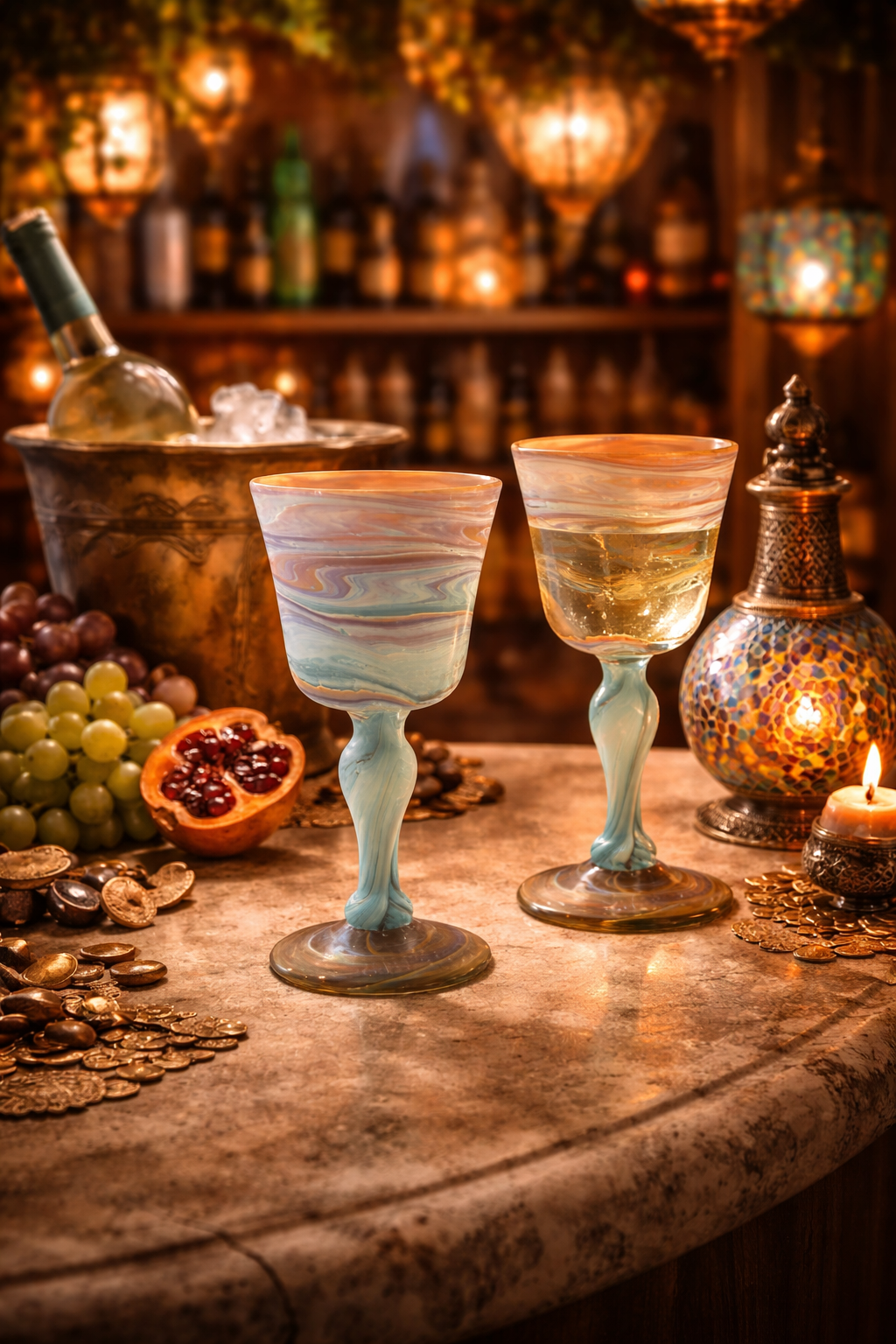 Traditional Phoenician Swirl Wine Glass