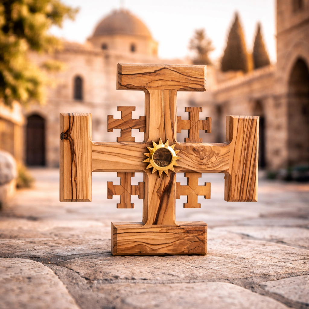 Olive Wood Jerusalem Cross