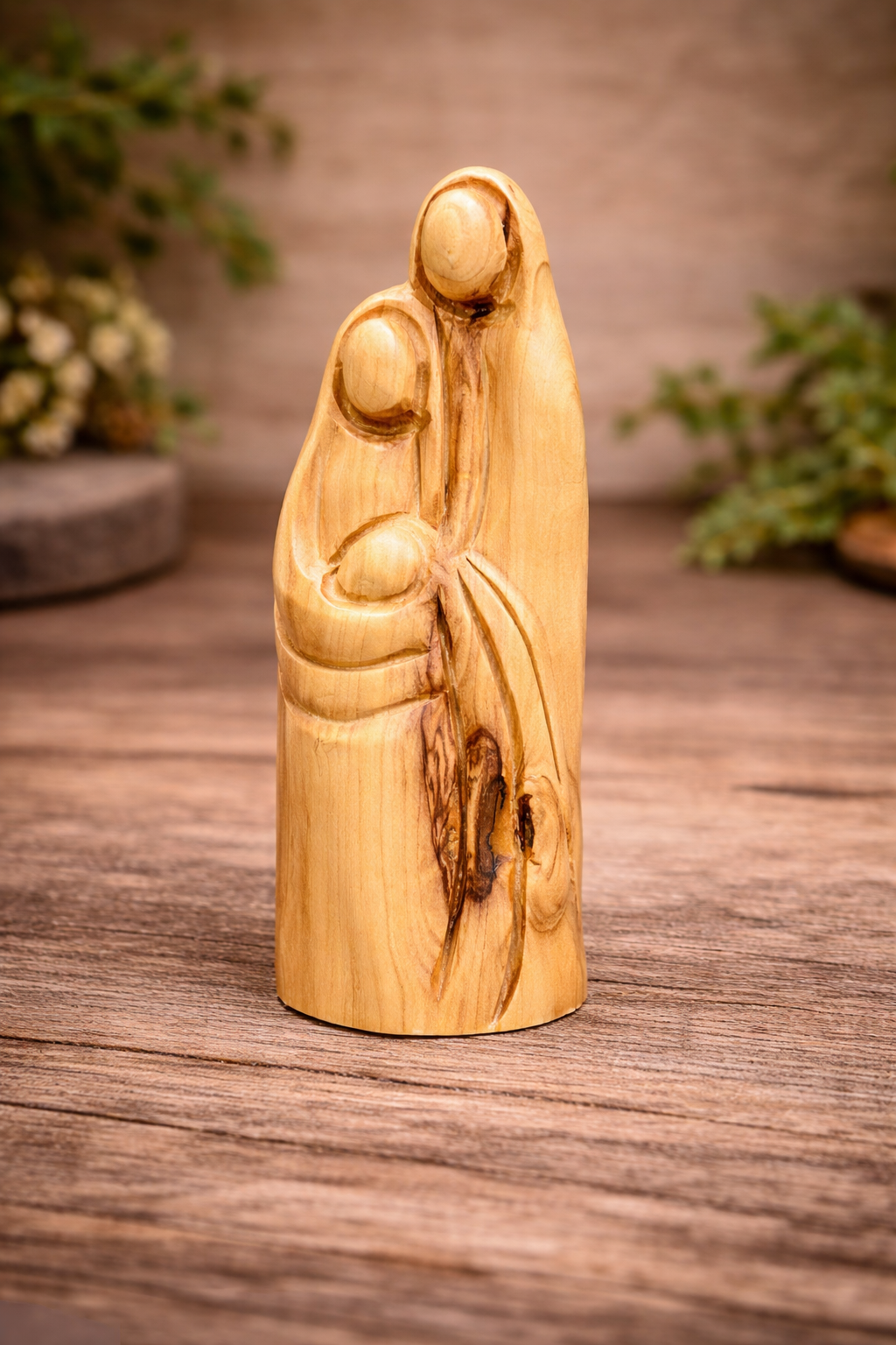 Holy Family Olive Wood Carving