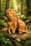 Olive Wood Lion & Lamb Carving – Symbol of Peace and Promise