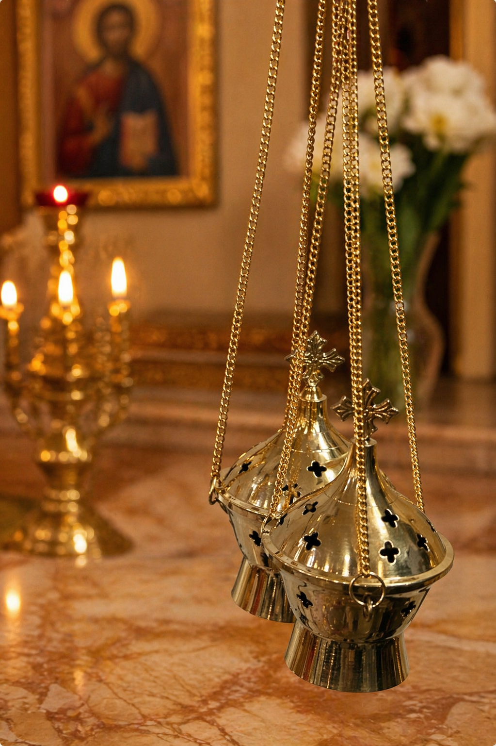 brass incense burner (thurible)