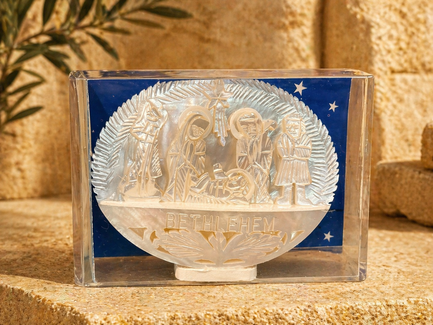 Bethlehem Nativity Mother of Pearl Plaque