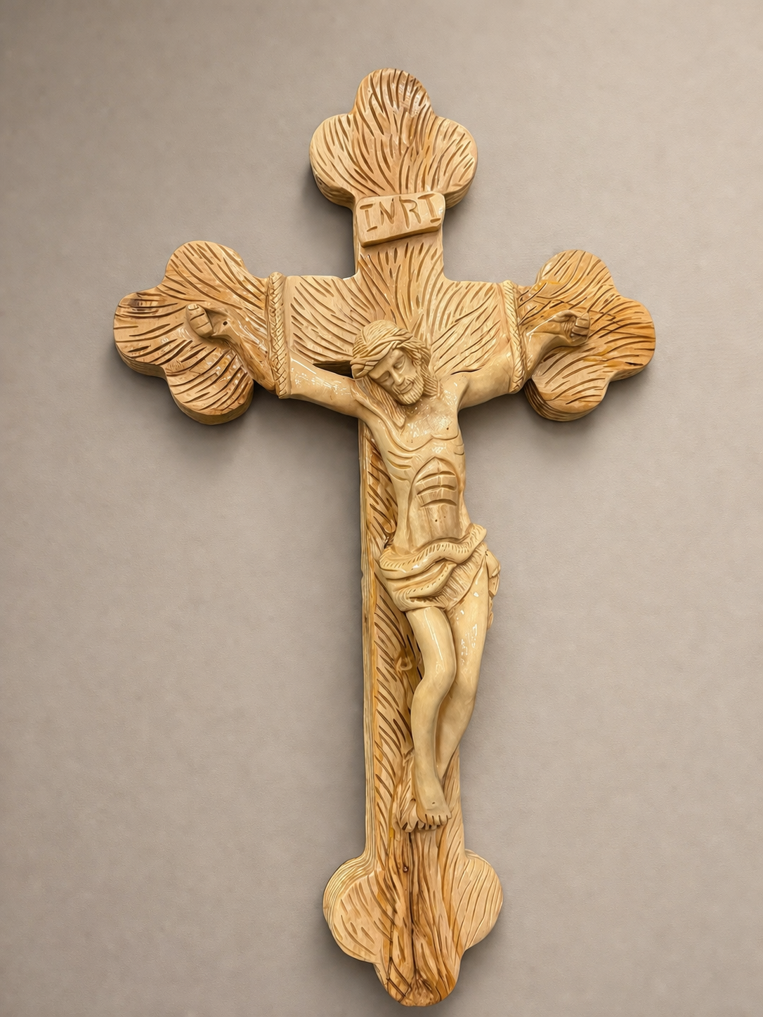 Hand-Carved Olive Wood Crucifix