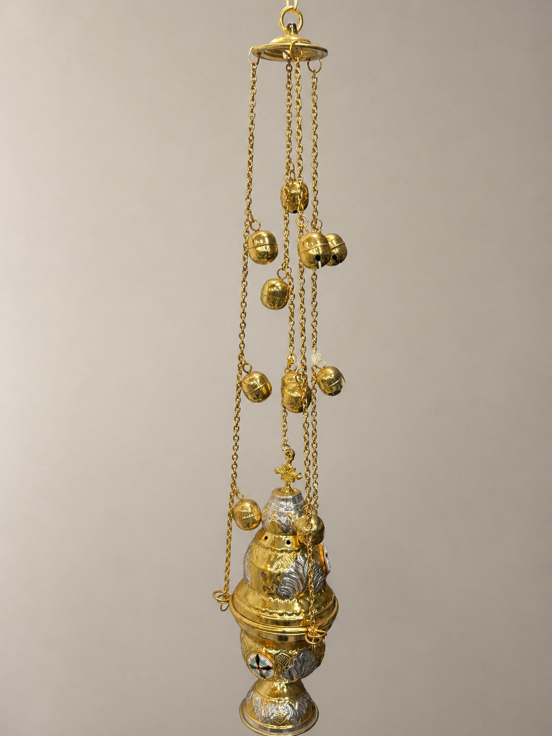 Elegant Brass Incense Burner with Bells – Traditional Church Censer
