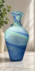 Blue Ocean Swirl Glass Vase