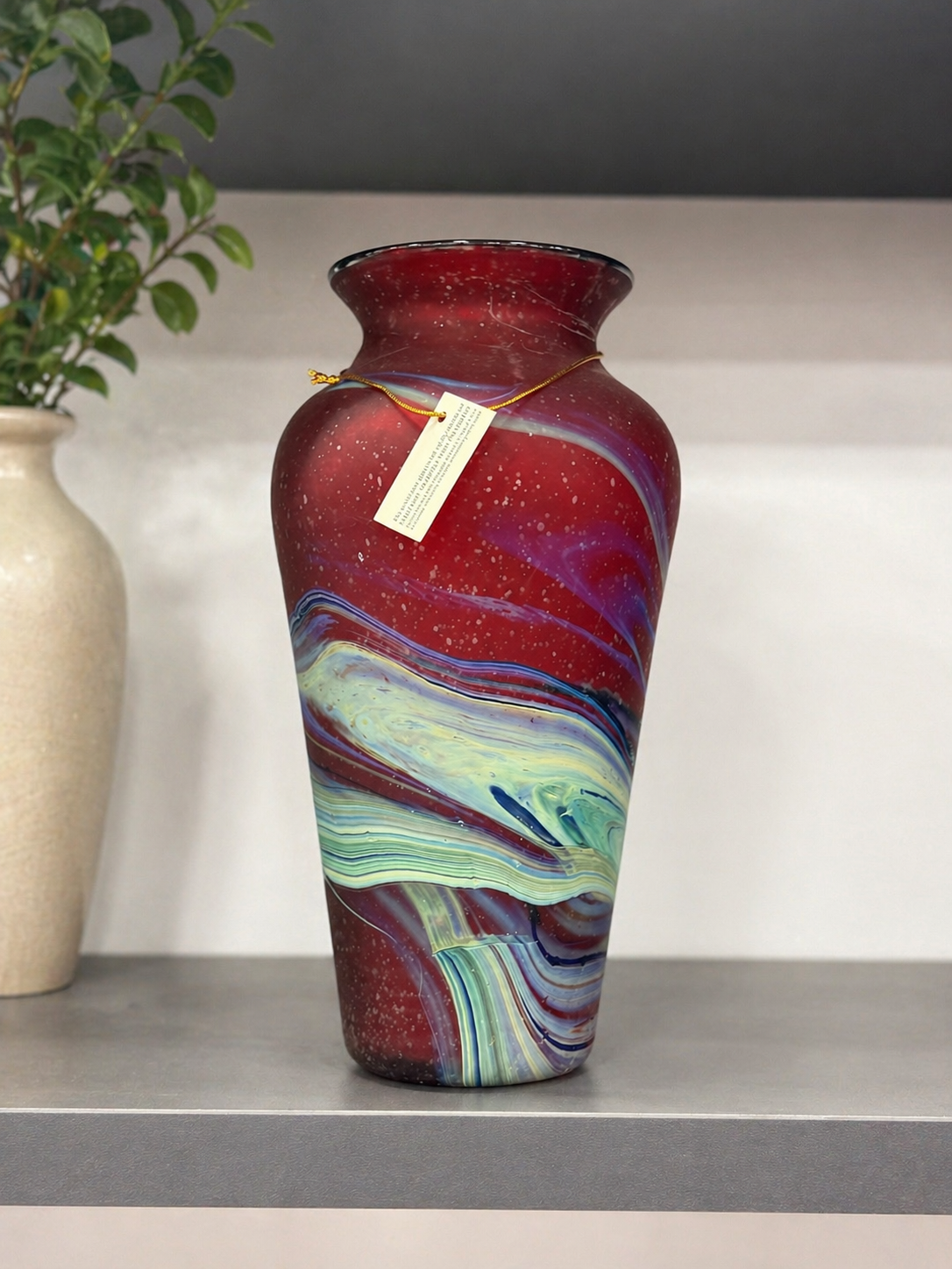 Crimson Galaxy Handcrafted Glass Vase