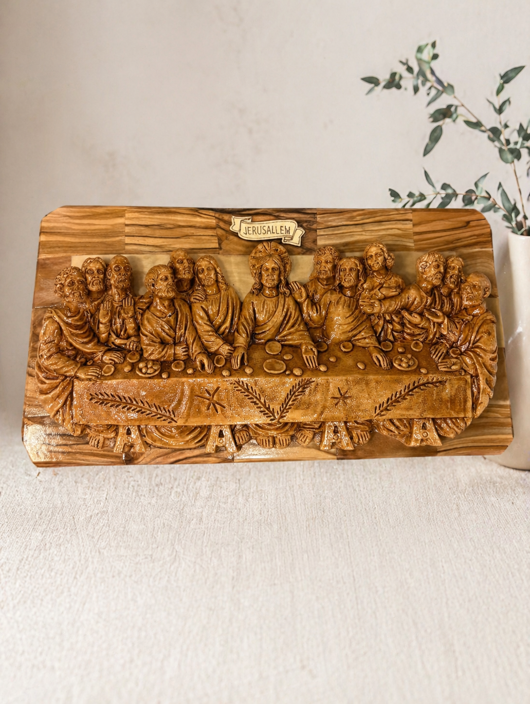Last Supper Olive Wood Carving