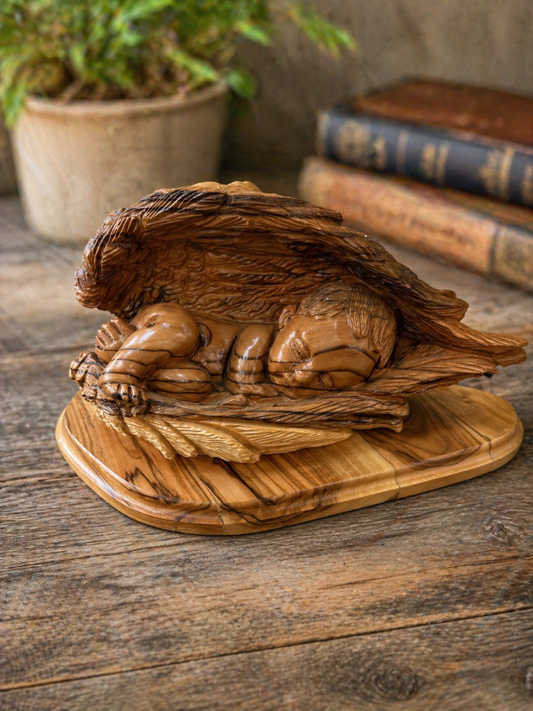 Olive Wood Sleeping Baby Jesus Sculpture