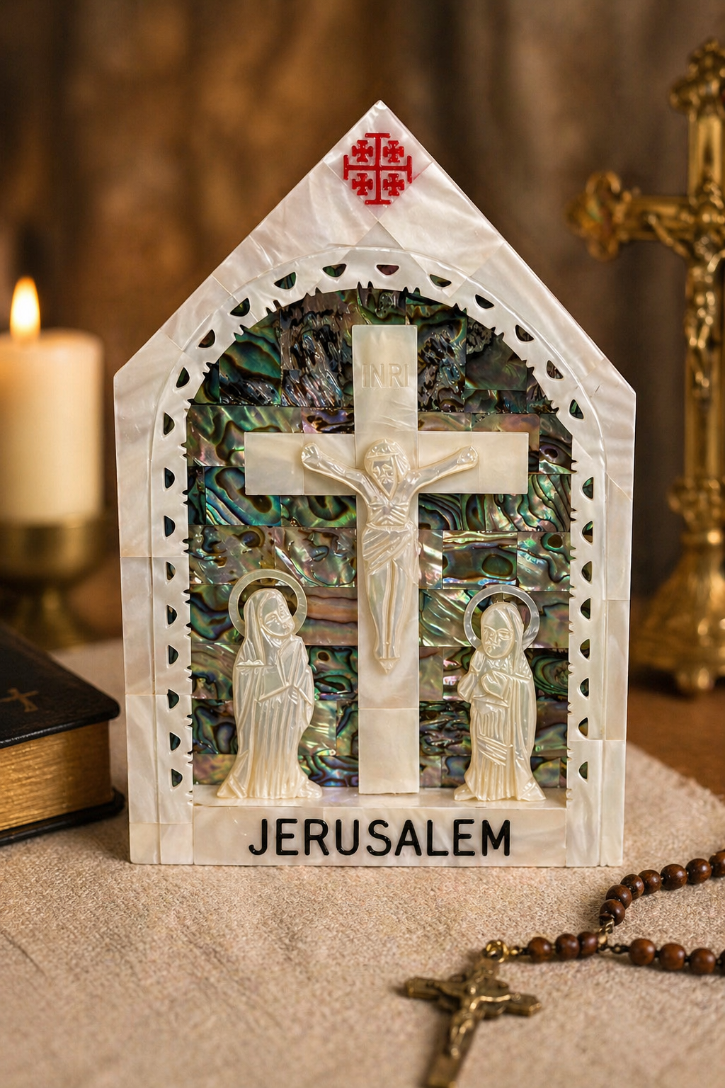 Jerusalem Mother of Pearl Crucifix