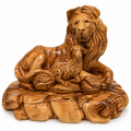 Handcrafted Olive Wood “Lion & Lamb” Sculpture – Bethlehem Artisan Piece
