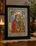 Madonna and Child Silver-Plated Icon – “Axion Estin” Style