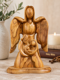 Olive Wood Holy Family Under the Protection of the Angel
