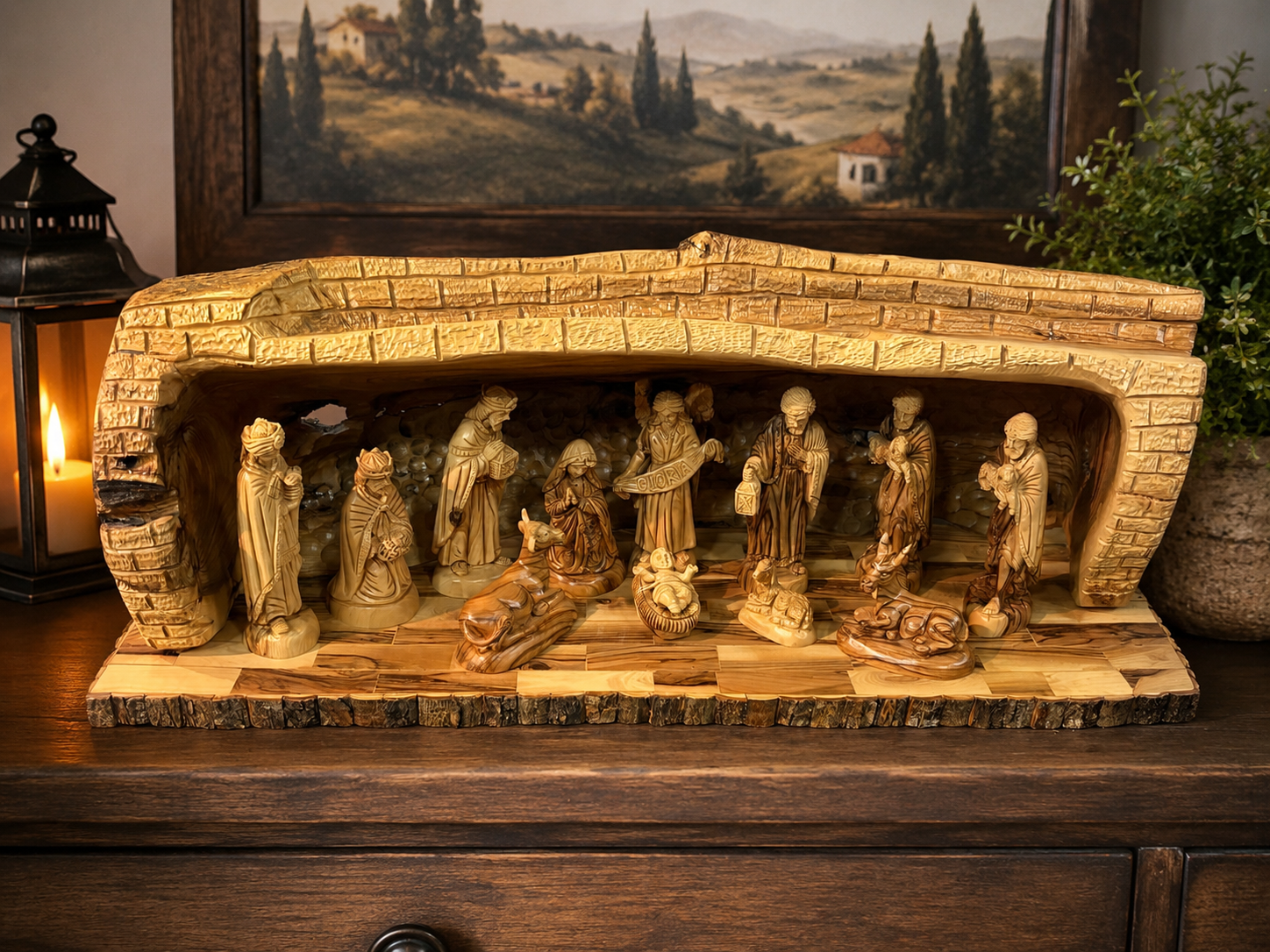 Olive Wood Nativity Cave from Bethlehem