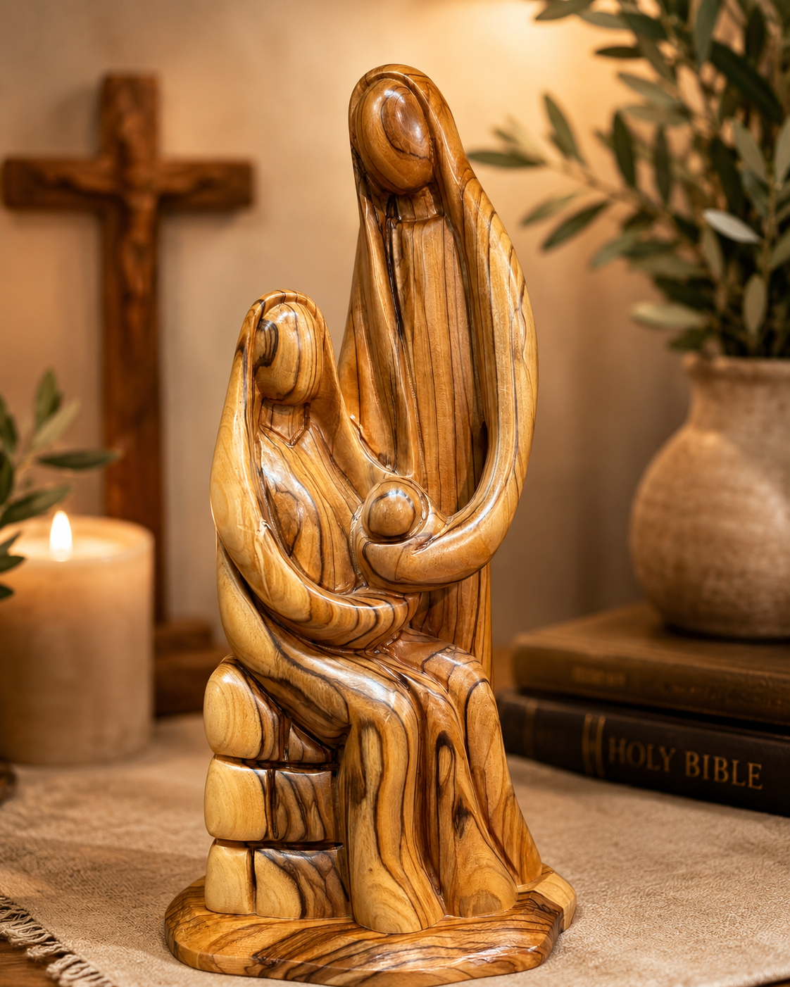 Holy Family Olive Wood Nativity Sculpture