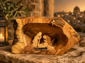 Olive Wood Nativity Cave Sculpture