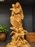 Virgin Mary and Child with Angels Olive Wood Statue