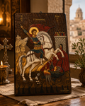 Saint George and the Dragon Byzantine Icon – Handcrafted Orthodox Holy Land Icon