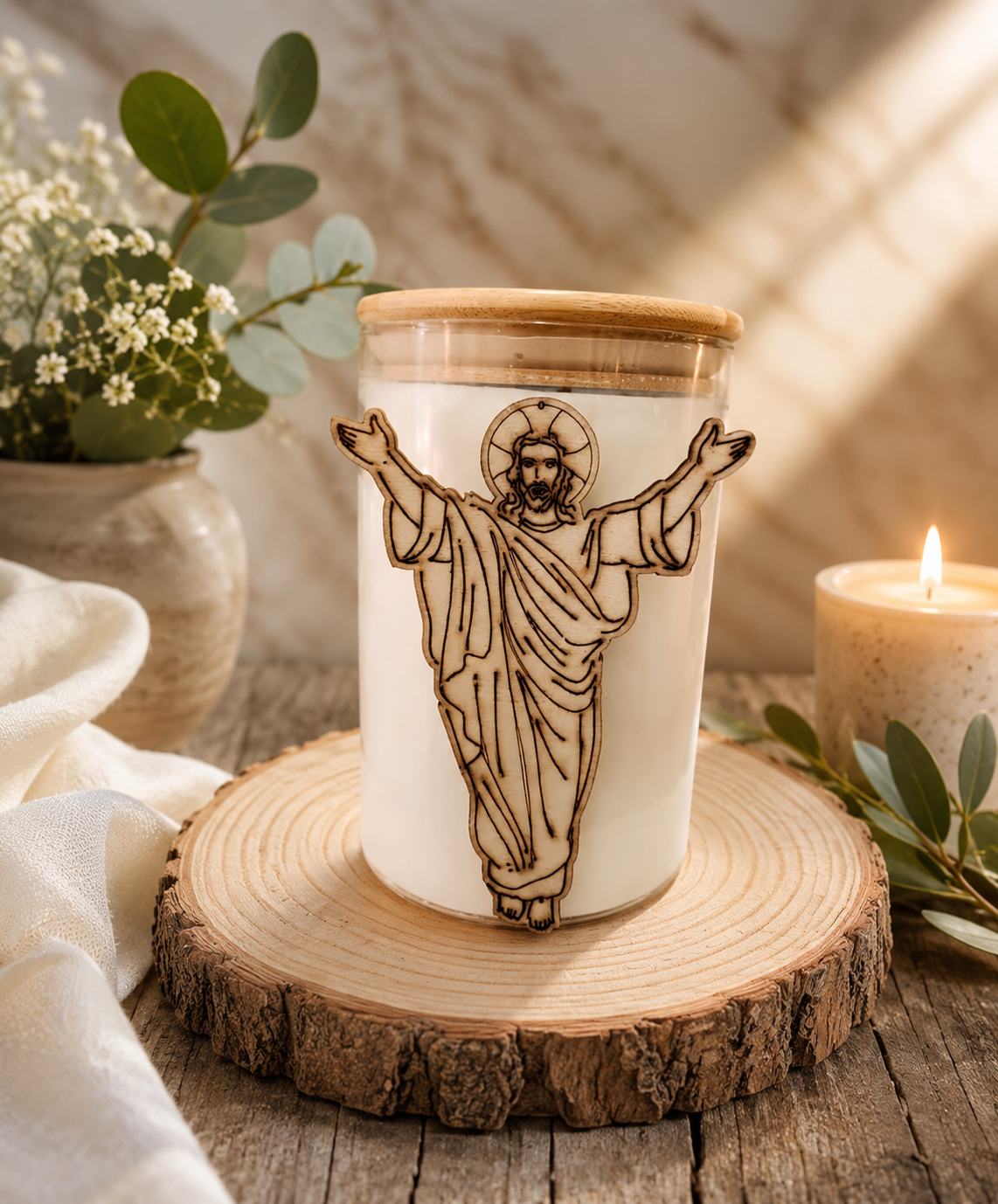 Handmade Jesus Candle Jar