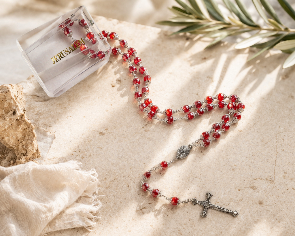 Holy Land Crystal Rosary – Jerusalem Handmade Catholic Prayer Beads (Multiple Colors)