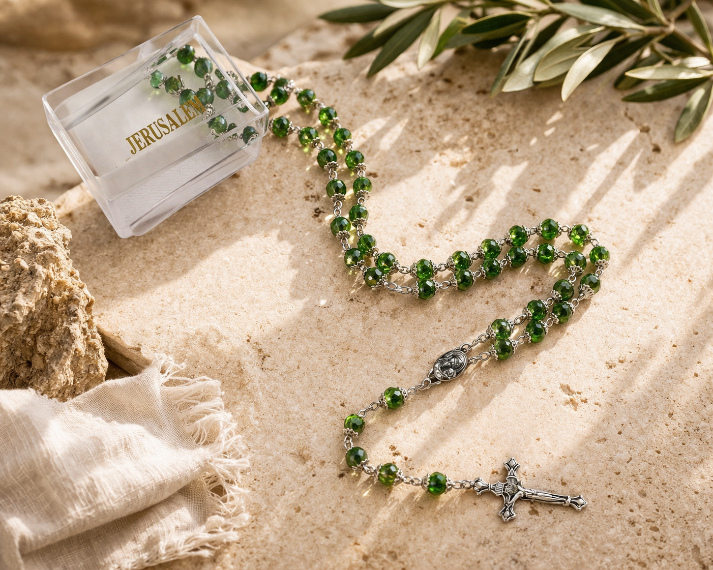 Holy Land Crystal Rosary – Jerusalem Handmade Catholic Prayer Beads (Multiple Colors)