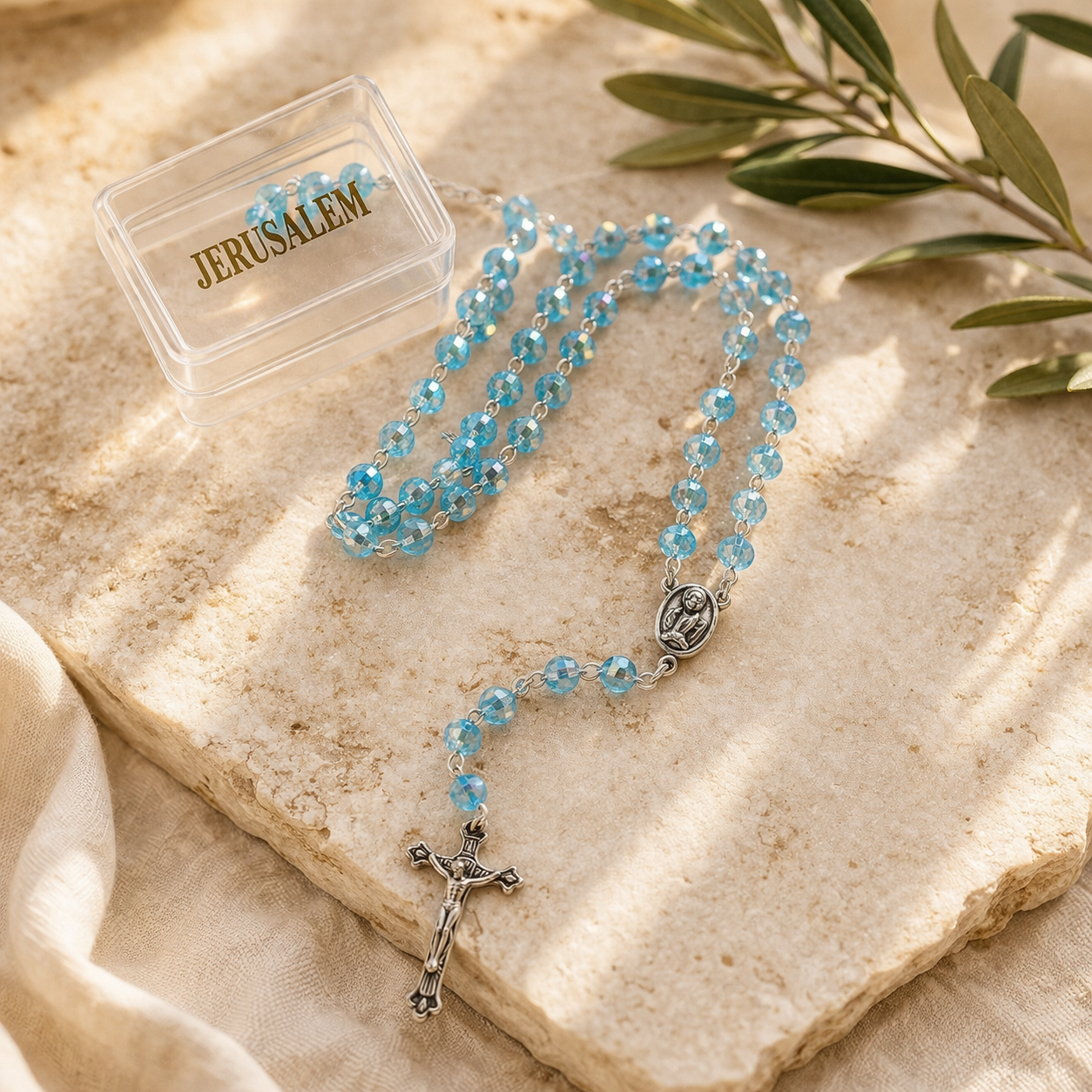 Holy Land Crystal Rosary – Jerusalem Handmade Catholic Prayer Beads (Multiple Colors)