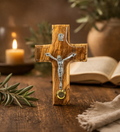 Olive Wood Crucifix with Metal Corpus