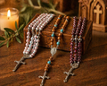 Rosary Set – Olive Wood, Ceramic & Crystal Beads