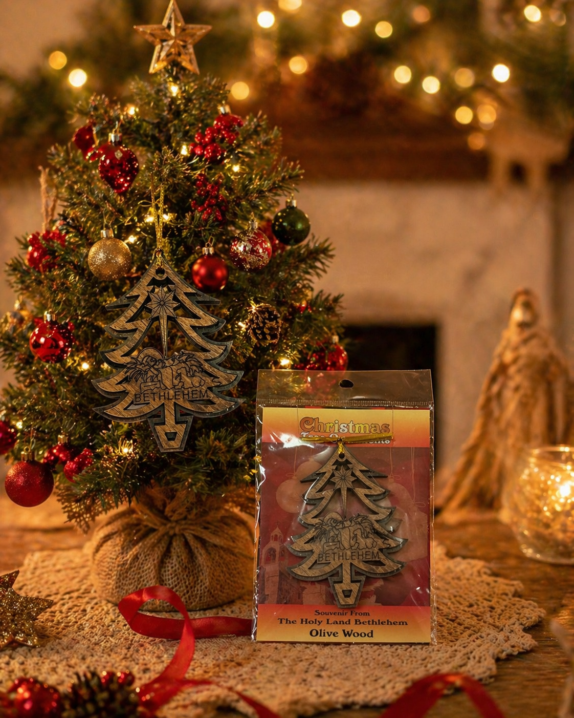 Olive Wood Christmas Tree Ornament