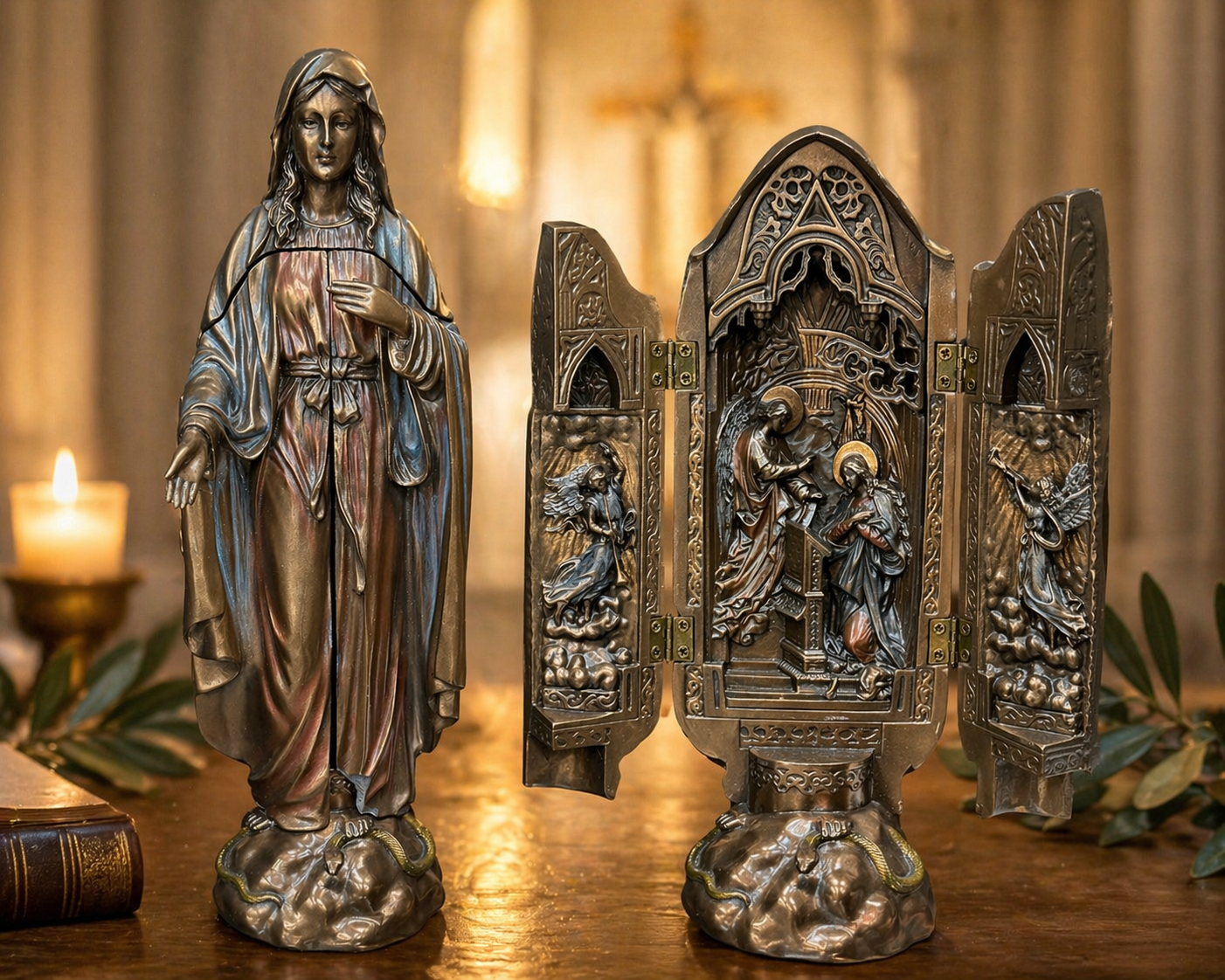 Immaculate Conception Virgin Mary Statue – Sacred Bronze Finish