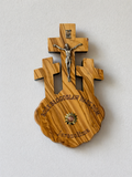 Olive Wood Triple Cross Crucifix