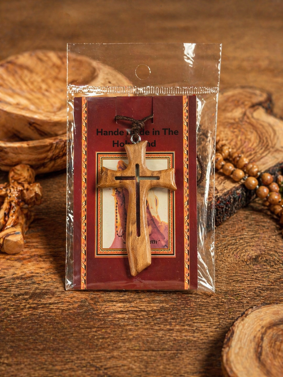 Olive Wood Cross Pendant