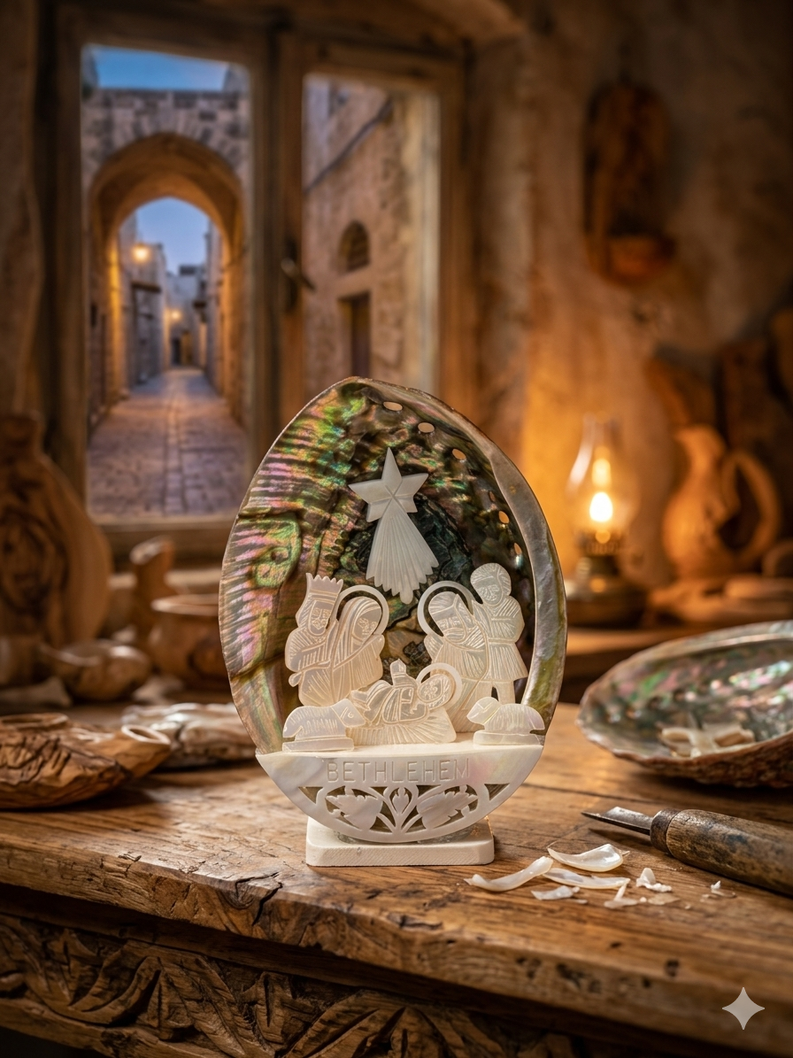 Mother of Pearl Nativity Scene