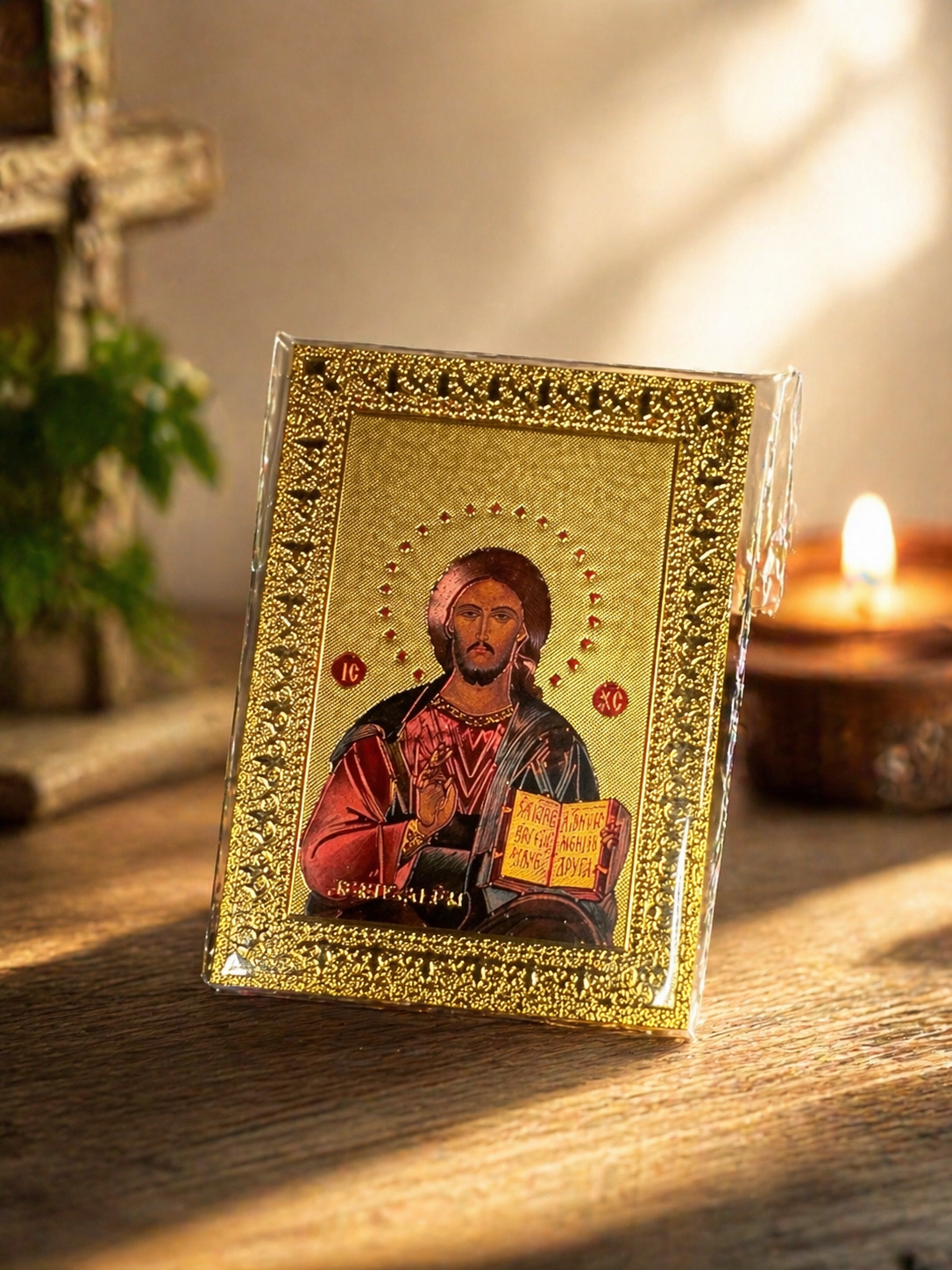 Christ Pantocrator Gold Icon – Mini Orthodox Blessing Icon