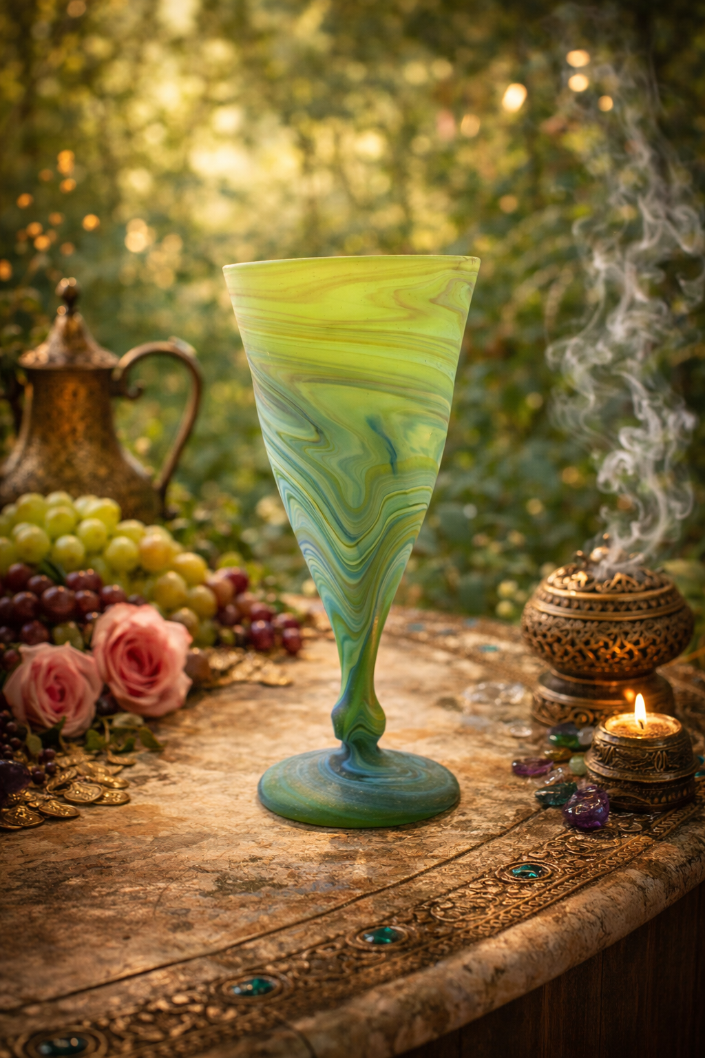 Traditional Lime Green Swirl Wine Glass