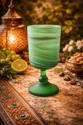 Traditional Lime Green Swirl Short-Necked Wine Glass