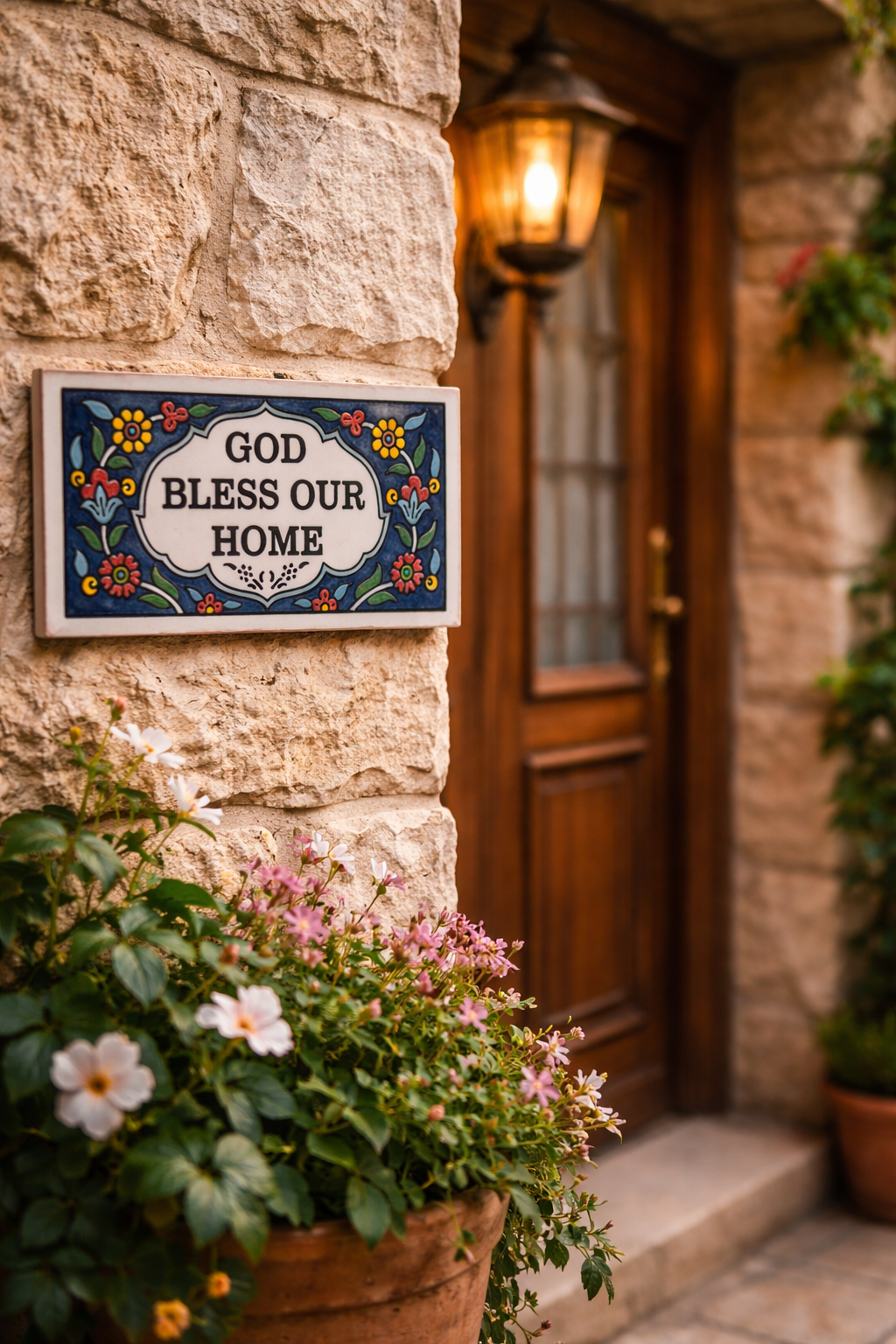 God Bless Our Home – Armenian Ceramic Wall Plaque