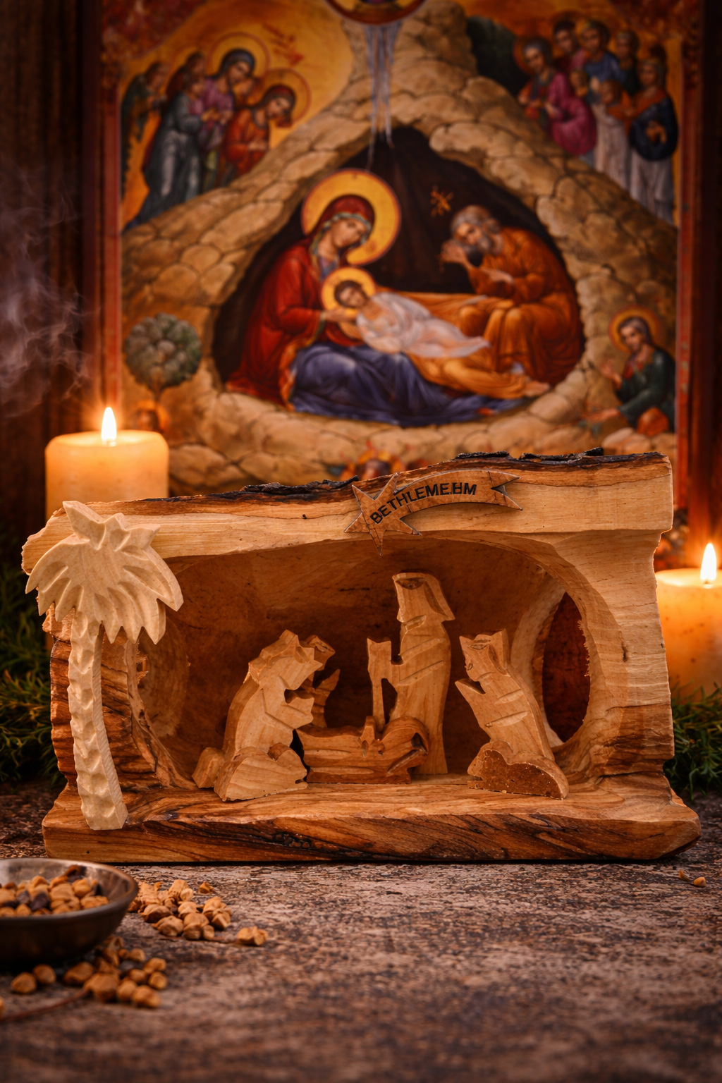 Olive Wood Nativity Scene – Handcrafted in Bethlehem